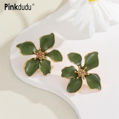 Bông tai nhỏ giọt dầu hoa hợp kim kẽm, phong cách đơn giản, phụ kiện thời trang PD2322