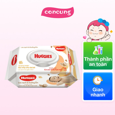 Khăn ướt cao cấp Huggies bơ hạt mỡ (72 Miếng)