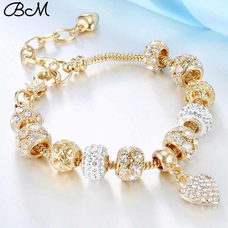 Vòng tay nữ phong cách Pandora, dây chuyền vàng hồng, hạt không phai, quà tặng cặp đôi, có thể điều 