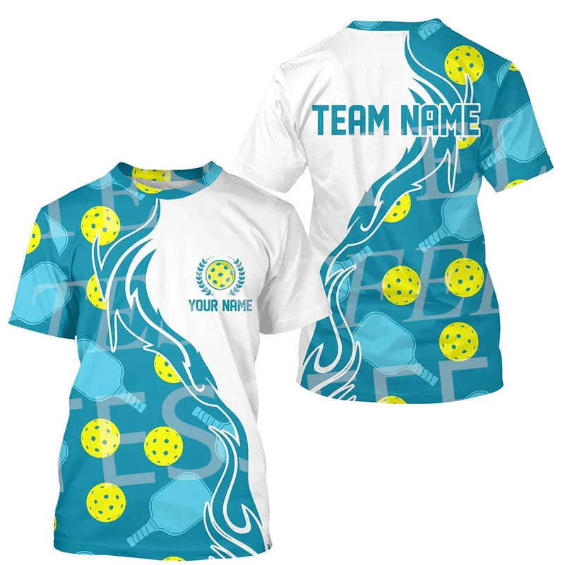 Tùy Chỉnh Tên Thể Thao Graffiti Ngọn Lửa Pickleball Nhiều Màu Retro Vintage Bông Tai Kẹp 3DPrint Dạo