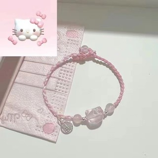 Fashionable Cartoon Cat Bracelet for Girls, New Instagram Style Pink Handmade Woven Bracelet for Girlfriends Gift Accessories