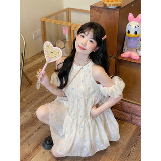 Váy Liền Hở Vai Bồng Hoa Ba Chiều Màu Sắc Chấm Bi Thon Gọn Dáng Rộng Nữ Tính Ngọt Ngào Nữ Tính Mẫu Mới Mùa Hè Cho Nữ