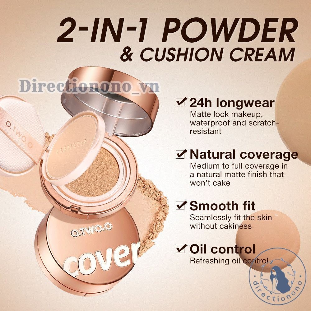 O.two.o 2 Trong 1 Phấn Phủ Kem BB Soft Focus Cushion Kem Lâu Dài Chống Thấm Nước Tự Nhiên Kiểm Soát 