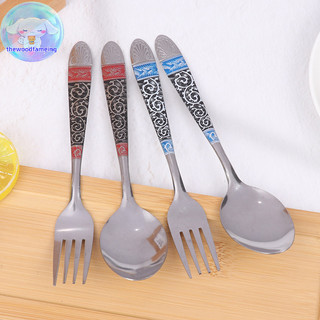 Thewoodfameing thìa và nĩa flatware bộ dao kéo thép không gỉ flatware nhà hàng bộ đồ ăn bộ đồ ăn thìa và nĩa bộ en