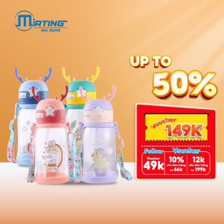 Bình nước nhựa cho bé con hươu dung tích 600ml bình nhựa cốc nhựa ly nhựa đưng nước Mirting