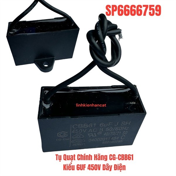 Tụ Quạt Chính Hãng CG-CBB61 Kiểu 6UF 450V Dây Điện