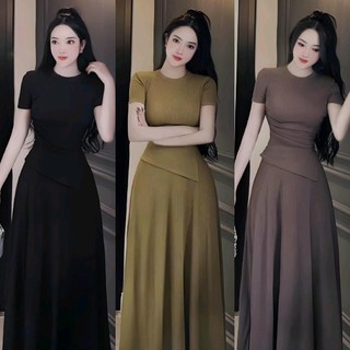 Set áo lệch tà kèm chân váy dáng dài sang chảnh 560