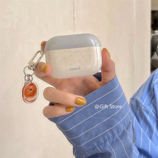 Hộp đựng mực phun nước màu xanh và trắng đơn giản cho AirPods Pro2 AirPods 1 2 3 Pro Apple Wireless EarPods Bảo vệ tai nghe với dây chuyền dây buộc Bagel dễ thương