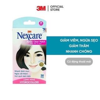 Miếng dán mụn bọc 3M™ Nexcare™, siêu mỏng, tiệt trùng, không thấm nước, 30 miếng, 8mm, Giảm viêm, ngừa sẹo, giảm thâm
