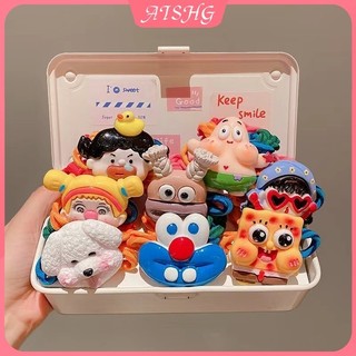 AISHG Nhiều Màu Sắc Vải Chuẩn Bị Tóc Nữ Độ Đàn Hồi Cao Hoạt Hình Scrunchie Phụ Kiện Tóc