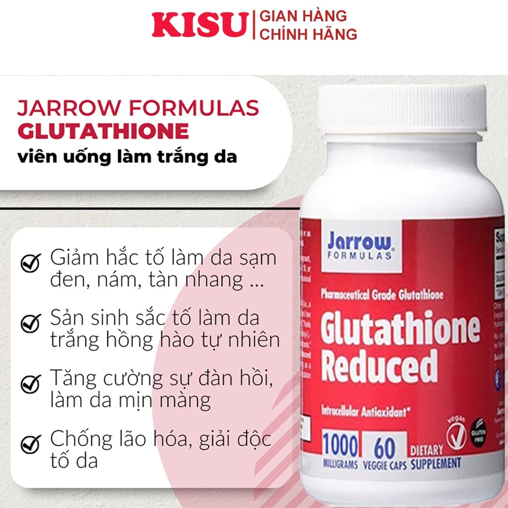 (HÀNG MỸ)  Viên Uống Trắng Da Glutathione Da Trắng Sáng, Xóa Mờ Nám Tàn Nhan - Viên Uống Glutathione Reduced 1000mg