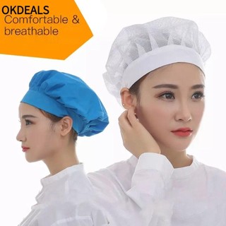 OKDEALS Mũ Đầu Bếp / Phục Vụ Thực Phẩm / Nấu Ăn Có Màng Bọc Bảo Vệ Tóc Dùng Trong Khách Sạn