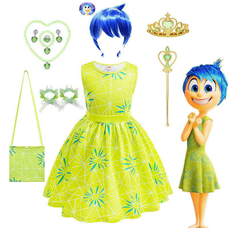 Trẻ Em Bé Gái Vai Trò Chơi Niềm Vui Đầm Phim Inside Out 2 Trang Phục Hóa Trang Trẻ Em Halloween Carn