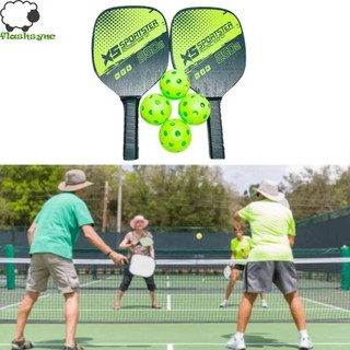 Flashsync 2 cái / bộ Vợt Pickleball, Bộ 4 quả bóng Pickleball bằng gỗ Bộ mái chèo Pickleball, Màu xanh lá cây cho người mới bắt đầu bền bỉ với túi Thiết bị bóng dưa chua Thể thao ngoài trời