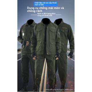 Bộ quần áo bảo hộ lao động hàn điện 100% cotton, quần áo bảo hộ lao động cho nam, thợ hàn chịu mài mòn dày dặn xuân thu,