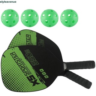 Styleavenue 2 cái / bộ Vợt Pickleball, Bộ 4 quả bóng Pickleball bằng gỗ Bộ mái chèo Pickleball, Màu xanh lá cây đa năng dành cho người mới bắt đầu với túi Thiết bị bóng dưa chua Thể thao ngoài trời