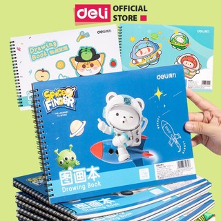 Vở Vẽ Học Sinh Tập Tô Màu Cho Bé Deli - Sổ Tô Màu Lò Xo Kép 60 Trang Sổ Vẽ Học Sinh Giấy Dày Mịn Chất Liệu An Toàn