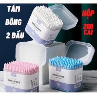 Hộp 200 tăm bông 2 đầu vệ sinh tai, mũi,trang điểm - kháng khuẩn, mềm mịn Kho Giá Gốc MINISAM