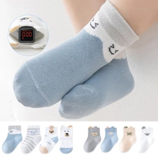 4 Cái / bộ Tất Cho Bé Gấu Dễ Thương Cotton Thoáng Khí Cho Trẻ Sơ Sinh Bé Trai Tất Thoải Mái Mềm Mại Cho Bé Tất Mắt Cá Chân Trẻ Em