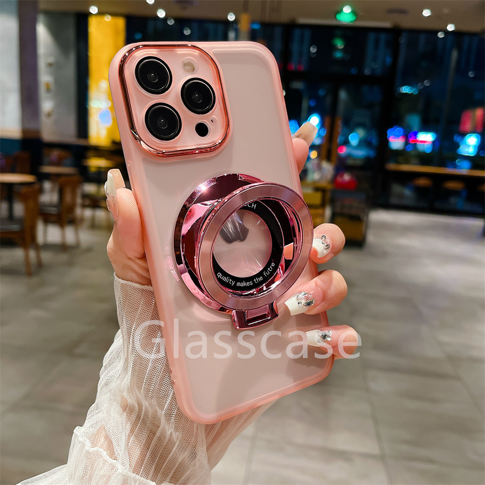 Ốp Cho iPhone 16 15 14 13 Pro Max Mini 16 15 14 Plus iPhone16 i16 Có Giá Đỡ Nhẫn Vỏ Điện Thoại Mạ Vu