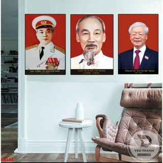  TG Tranh Treo Tường Ảnh Bác Hồ Bác Giáp Bác Nguyễn Phú Trọng tráng gương treo tường CANVAS 