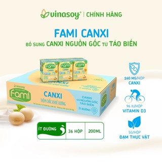 Thùng sữa đậu nành Fami Canxi ít đường (36 hộp x 200ml)