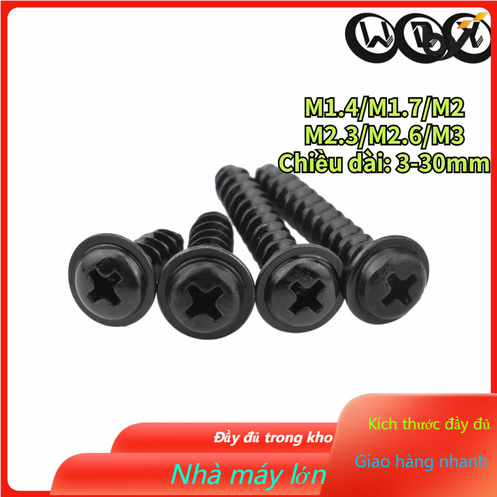 Bộ Chảo Đầu Tròn Màu Đen Kèm Ốc Vít M1.4 M1.7 M2 M2.3 M2.6 M3