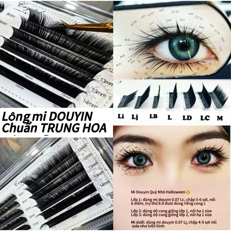 Mi trung hoa Douyin ngọn siêu bay (3 độ dài sole trên 1 line ) mi Douyin hottrend Cong LJ LB LC C J 