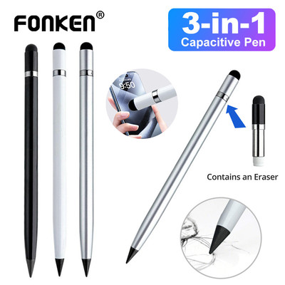 Fonken Bút Chì Kim Loại Vĩnh Cửu 3 Trong 1 Bút Màn Hình Cảm Ứng Có Tẩy Không Mài Không Cần Mực Cho Điện Thoại Máy Tính Bảng