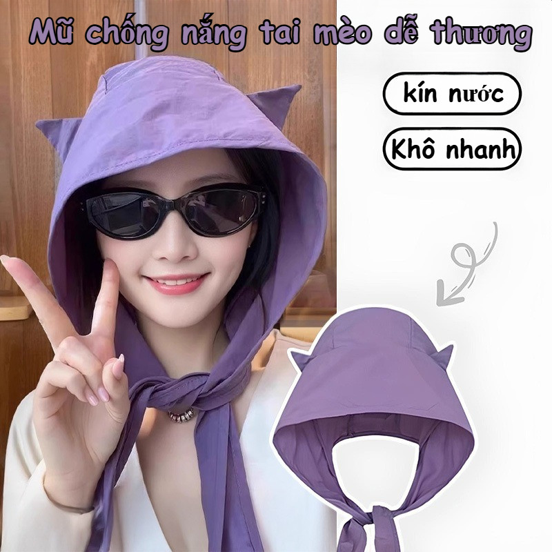 Mũ tai mèo dễ thương - Chống Nắng UV, Che Nắng Toàn Diện, Đi chơi, du lịch, thuận tiện và phong cách