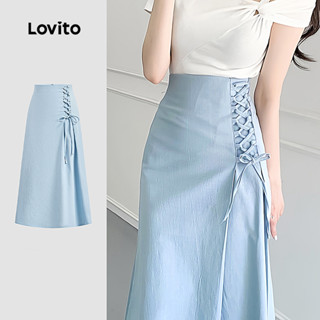 Lovito Váy thanh lịch Váy ren bất đối xứng mùa hè dành cho nữ L128ED337