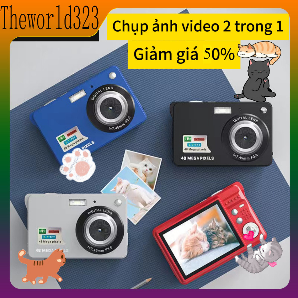 ✨✨[Tặng thẻ nhớ] Máy ảnh kĩ thuật số digital mini camera v2 - quay, chụp 48MP, siêu mỏng nhỏ gọn