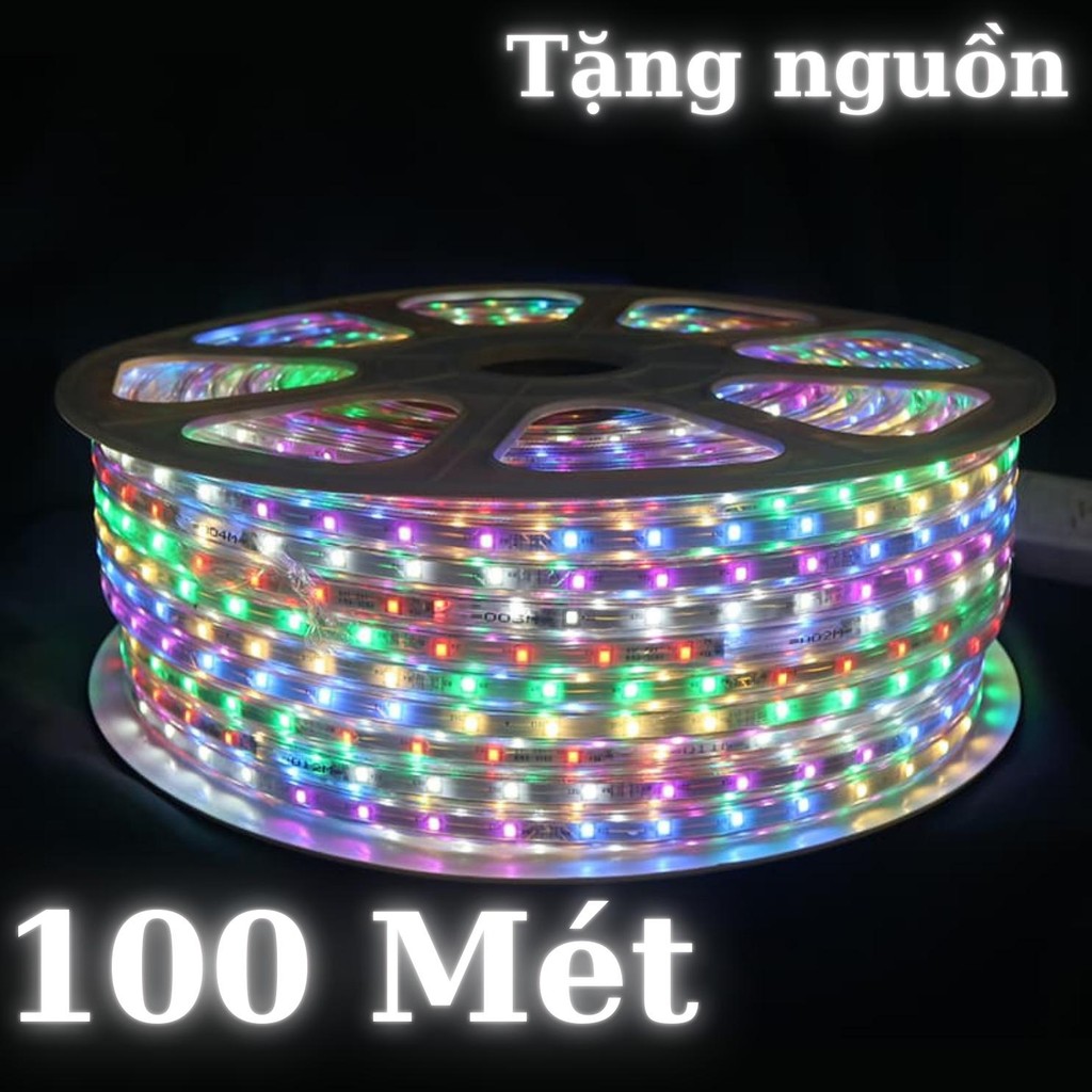 100 Mét Dây Led Nháy Đuổi Chip 2835 kèm nguồn chống nước trang trí ngoài trời Đèn led quấn cây dây  