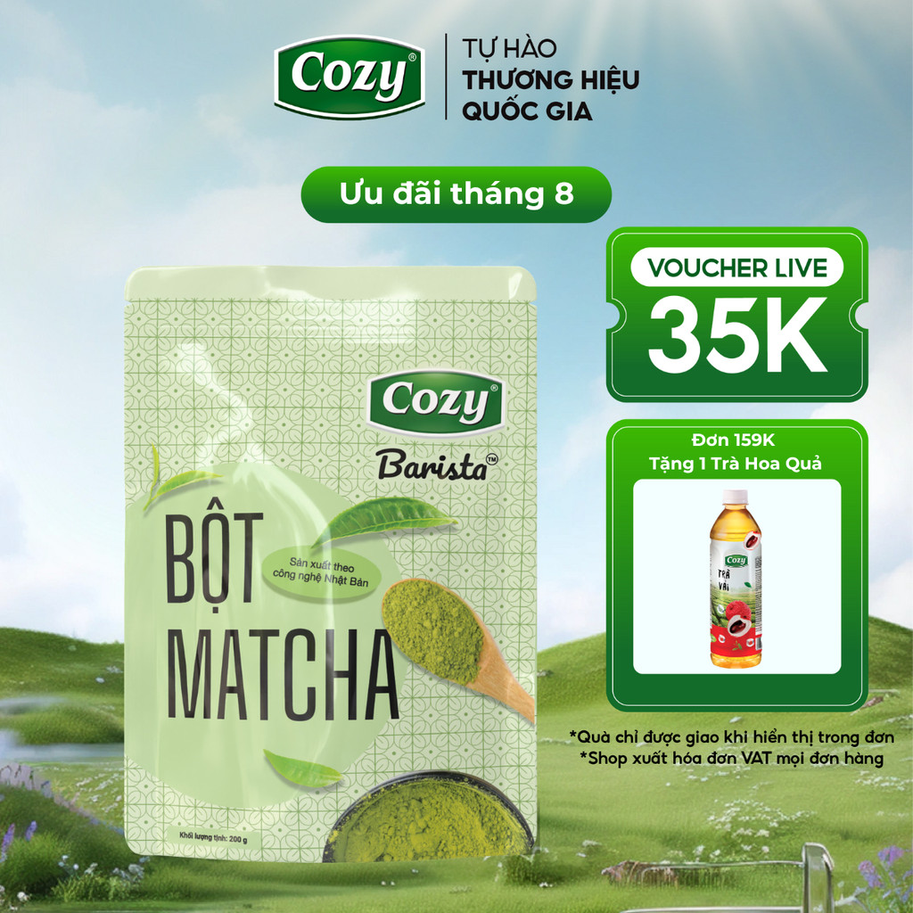[KOLs] Bột Matcha Cozy Barista 200gr, Bột Trà Xanh Cozy, Sản xuất bằng máy móc Nhập Khẩu Nhật Bản