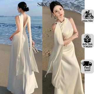 Đầm Lụa Venus Dáng Dài Kèm Dây SC706 Váy Lụa Dáng Dài Thanh Lịch Kèm Dây Choàng Dài Sang Trọng