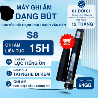  Máy ghi âm dạng BÚT cao cấp S8 Zenbox có lọc âm mic thu âm kép. Máy thu âm pin sử dụng lên đến 20-30H bảo hành 12 tháng 