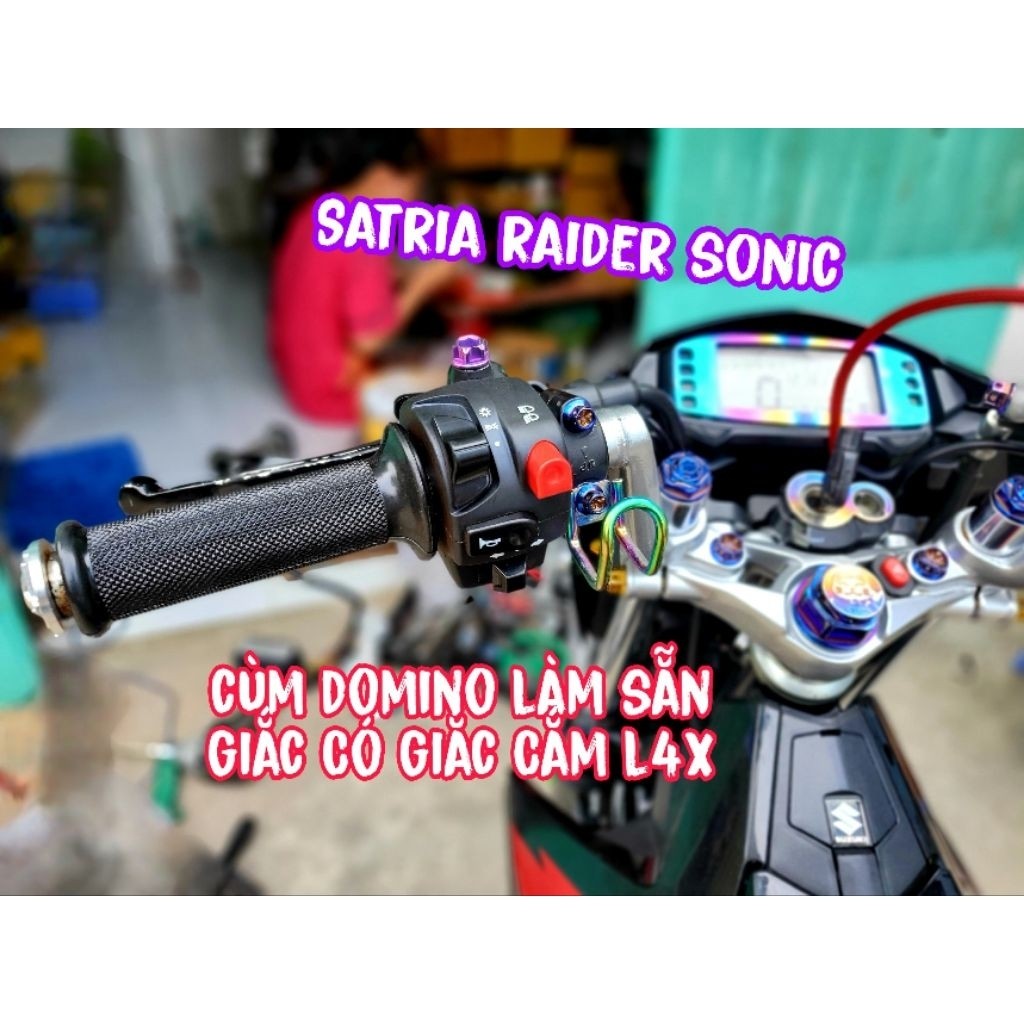 Cùm Trái Domino Chế Sẵn Satria Raider Sonic Exciter Vario Có giắc Cắm trợ Sáng.NB Racing Shop