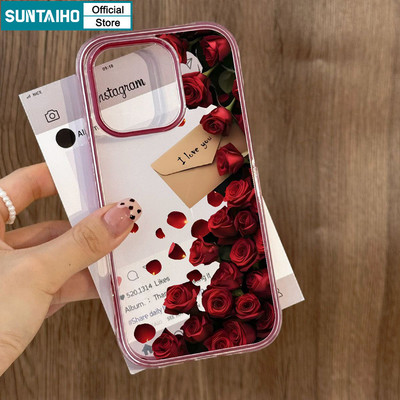 Ốp Điện Thoại Suntaiho Thẩm Mỹ Thư Tình Họa Tiết Hoa Hồng IDM Cứng Cao Cấp Chống Sốc Vỏ Cho iPhone 11 12 13 14 15 17 Pro Max IP