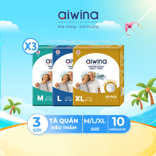 Combo 3 Tã quần người lớn Aiwina siêu thấm hút size M/L/XL túi 10 miếng