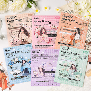 Mr. Paper 10 vé/túi Sticker PET Hoa biên giới Cô gái hình dán Tài liệu cắt dán nhật ký DIY điện thoại di động Tấm thiệp điện tử Cái cốc Hình dán trang trí