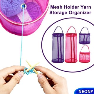 Túi đan NEONY, Túi lưu trữ sợi lưới, Túi đựng túi móc cầm tay tròn DIY