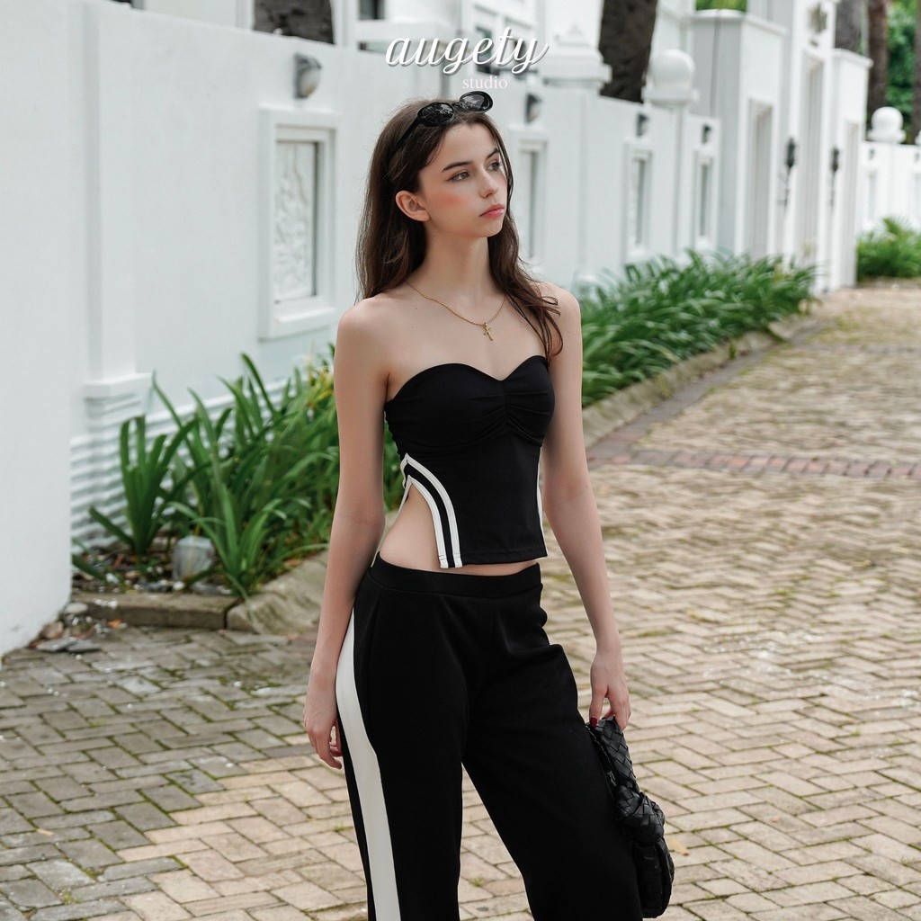 Áo Ống Croptop Xẻ Tà Xếp Ly Ngực Augety Studio, MAYSON TUBE TOP