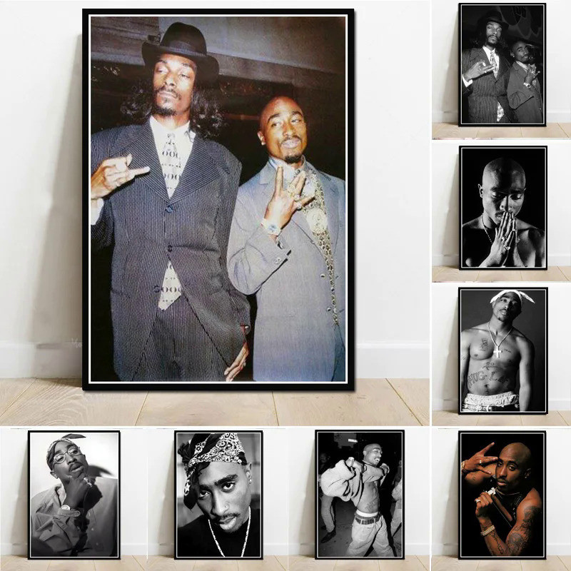 Snoop Dogg & Tupac 2PAC Rapper Ngôi Sao Âm Nhạc Album Poster In Hình Nghệ Thuật Treo Tường Canvas Tr