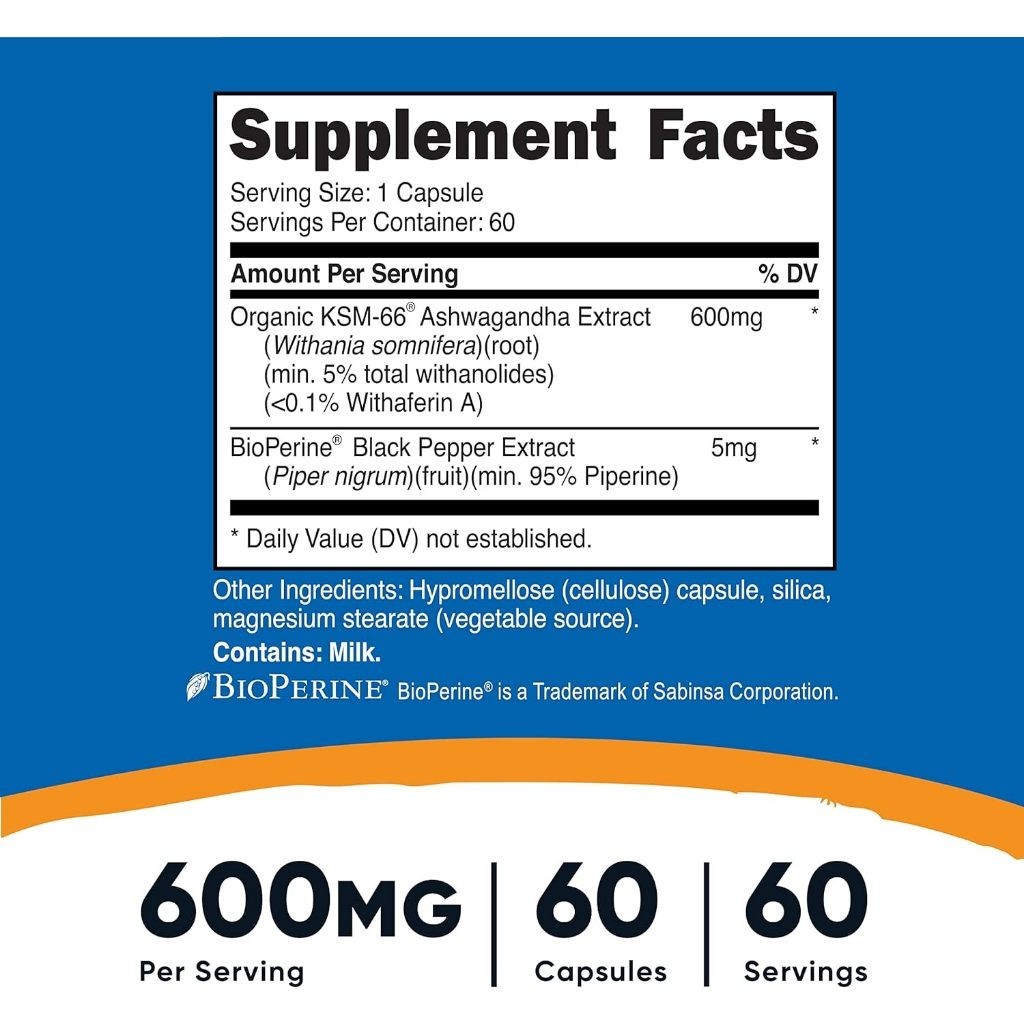 Nutricost KSM-66 Ashwagandha Root Extract 600mg 60 viên Giúp Ngủ Ngon tại Whey Sinh Viên Hải Phòng