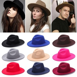 WAY2TOP fedora vải len vành rộng nhiều màu sắc kiểu vintage thời trang mùa thu cho nam nữ