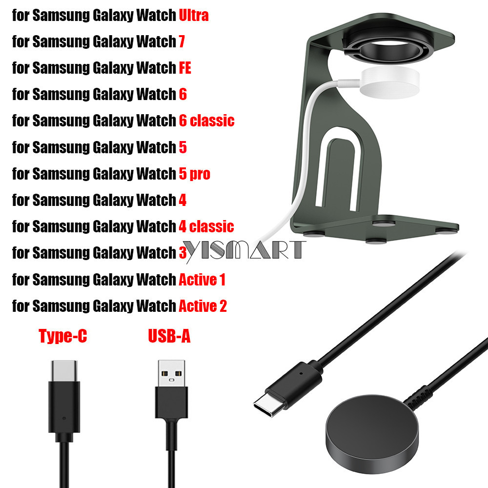 Cáp Sạc USB Cho Samsung Galaxy Watch 7 Ultra FE Đế Sạc Đế Đứng Cho Galaxy Watch 7 6 5 4 3 Active2