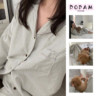 [DOPAM]Cao Cấp Đơn Giản Sọc Bộ Đồ Ngủ Đơn Giản Phong Cách Nữ Thu Đông 2024 Mới Quần Dài Tay Bộ Đồ Gia Đình