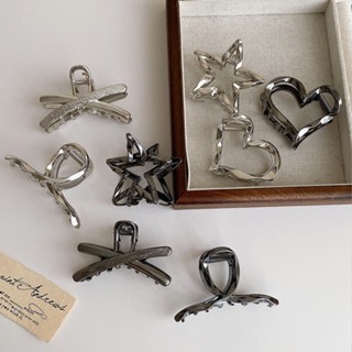 Kẹp tóc càng cua kim loại dạng nhỏ kẹp nửa đầu màu trắng đen cá tính thời trang nữ K146