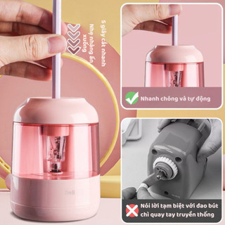 Máy gọt bút chì điện deli k162 68670 - chuốt chì tự động, sử dụng pin aa, tiện lợi và an toàn