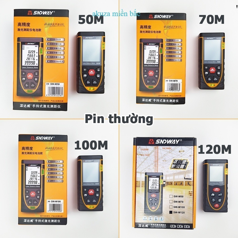 Thước đo khoảng cách bằng tia laser SNDWAY SW-M40/M50/M60/M70/M80/M100/M120 miền bắc